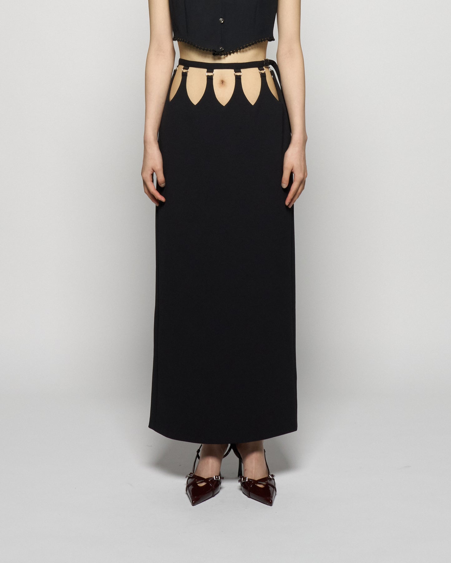hanging straight skirt Black【Delivery in February 2026】