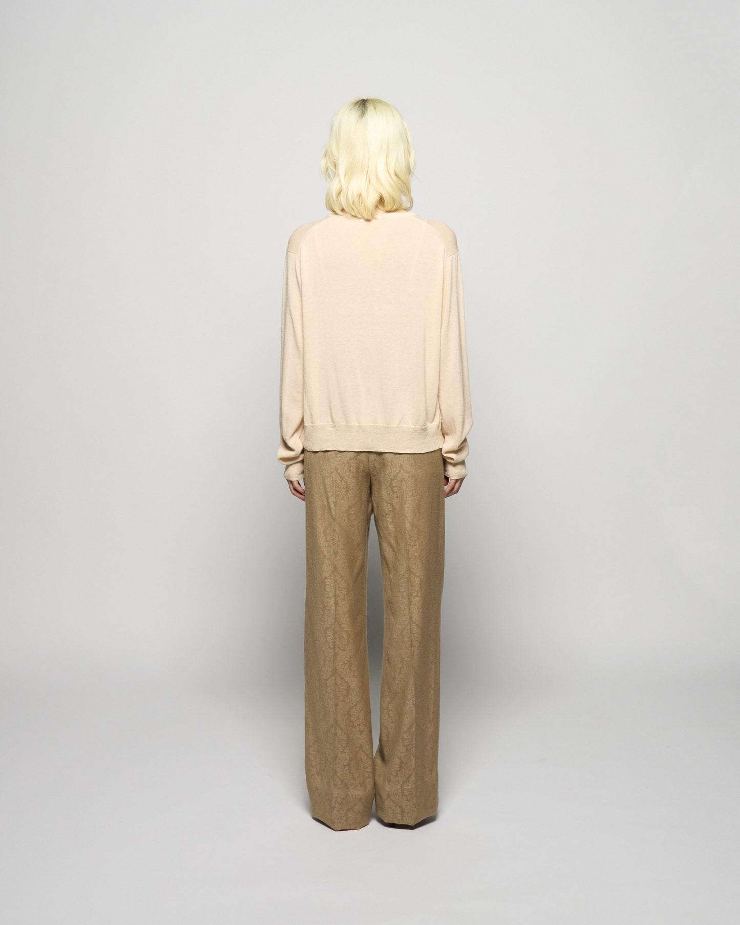 Ribbon tulle pearl embroidery cardigan Shell pink【Delivery in February 2026】