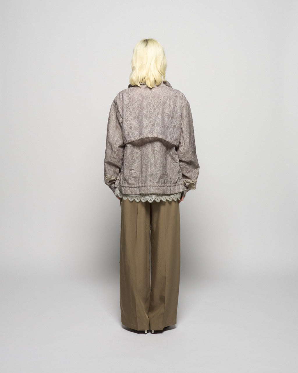 fuzzy lace drawstring blouson Khaki【Delivery in January 2026】