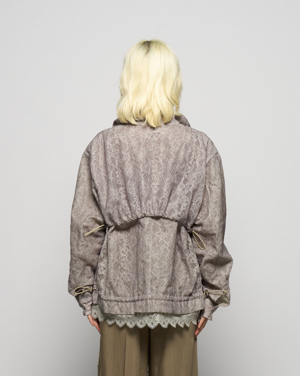 fuzzy lace drawstring blouson Khaki【Delivery in January 2026】