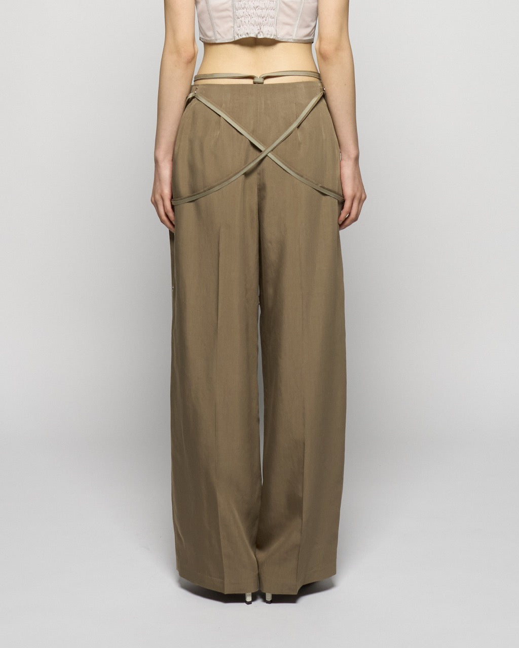 multi way ribbon tape pants Olive【Delivery in February 2026】