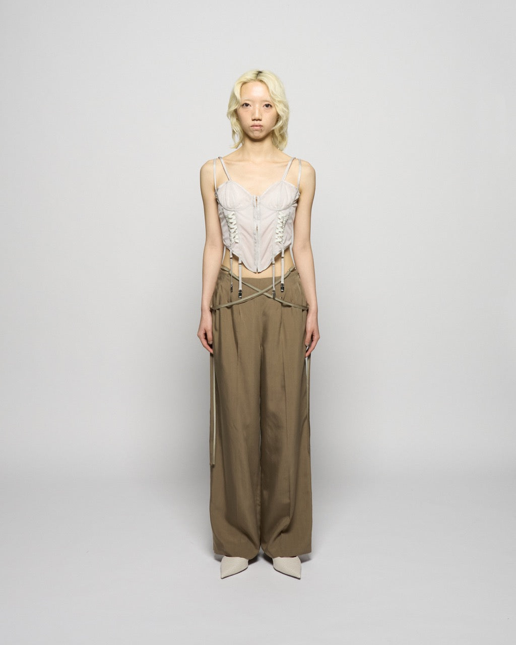 multi way ribbon tape pants Olive【Delivery in February 2026】