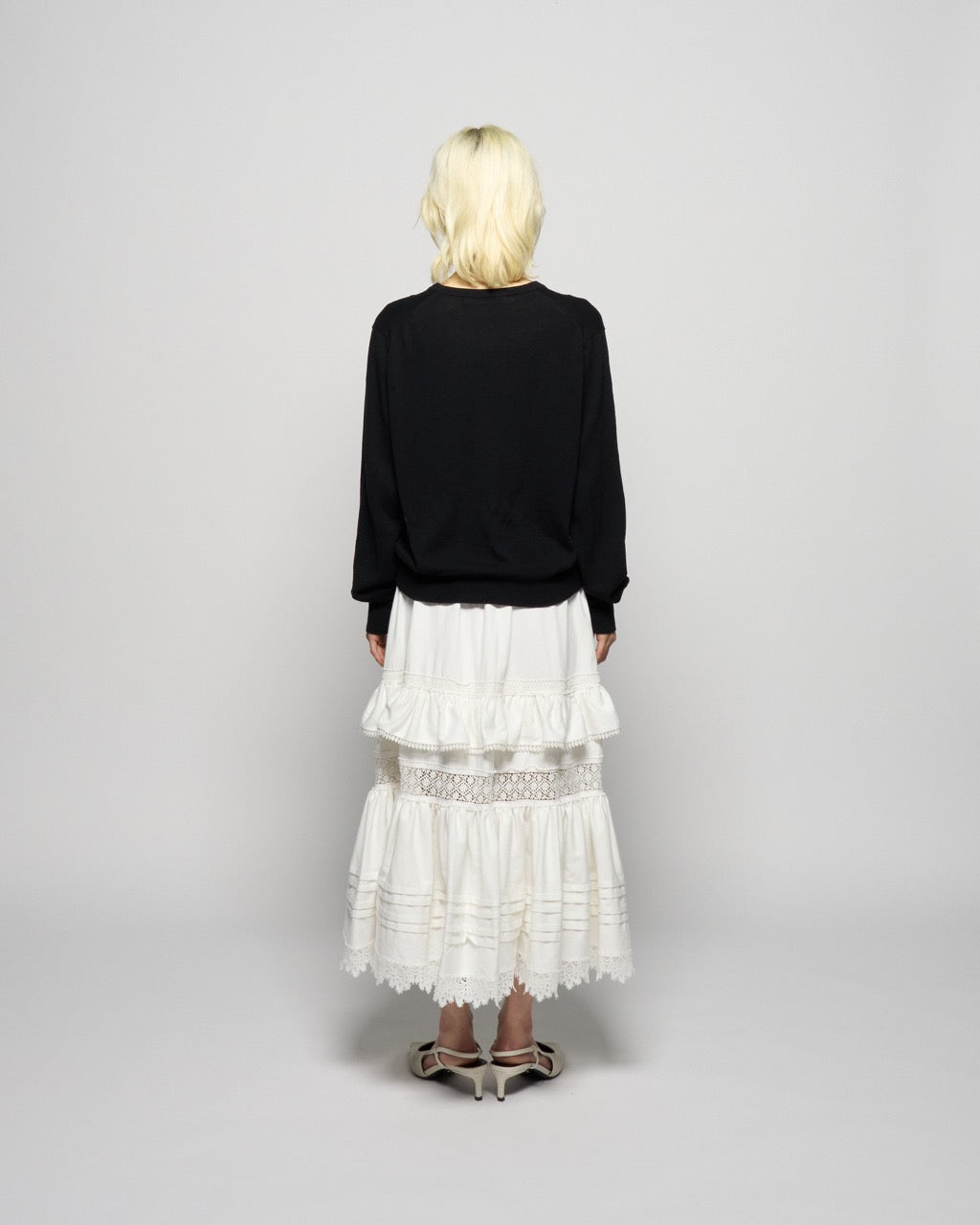 tiered lace frill skirt White【Delivery in February 2026】