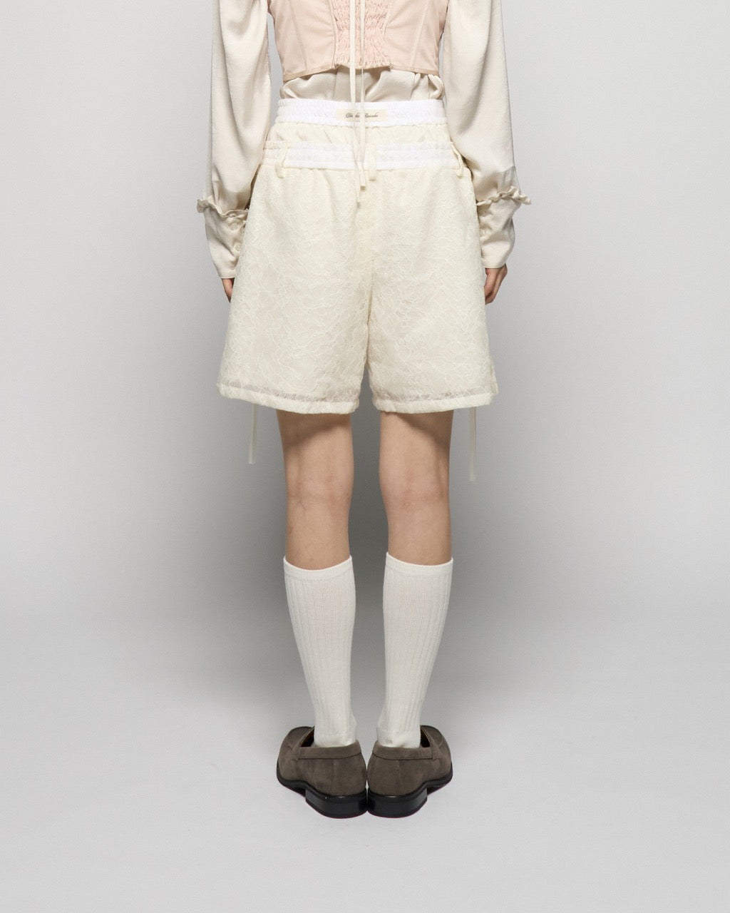 fuzzy lace layered half pants Cream【Delivery in January 2026】