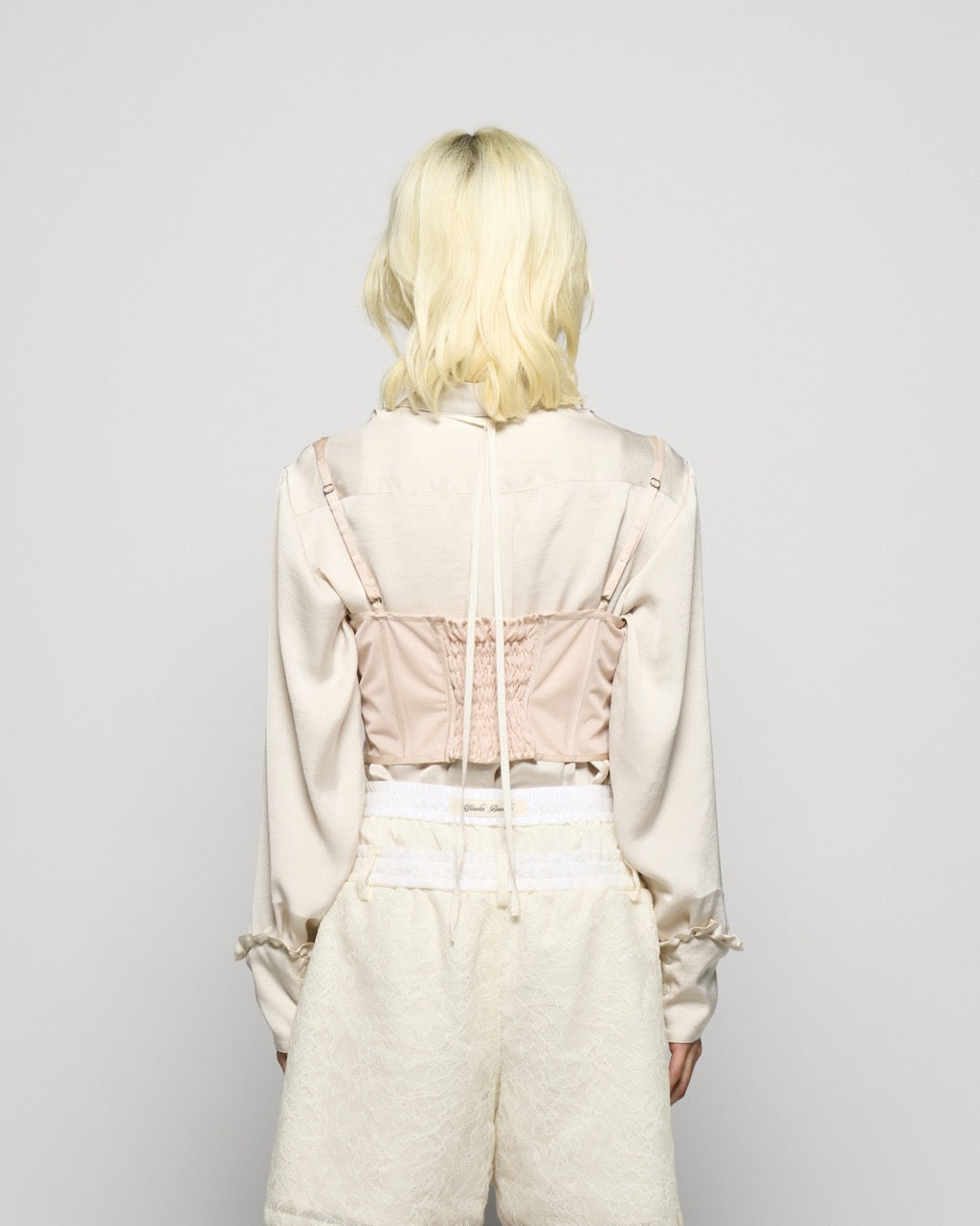 fuzzy lace layered half pants Cream【Delivery in January 2026】