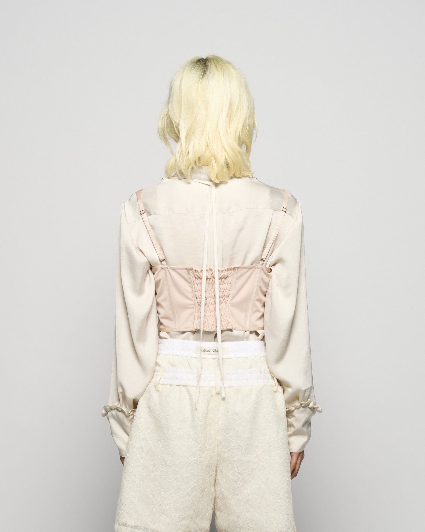 lace up garter sheer corset Shell pink【Delivery in February 2026】