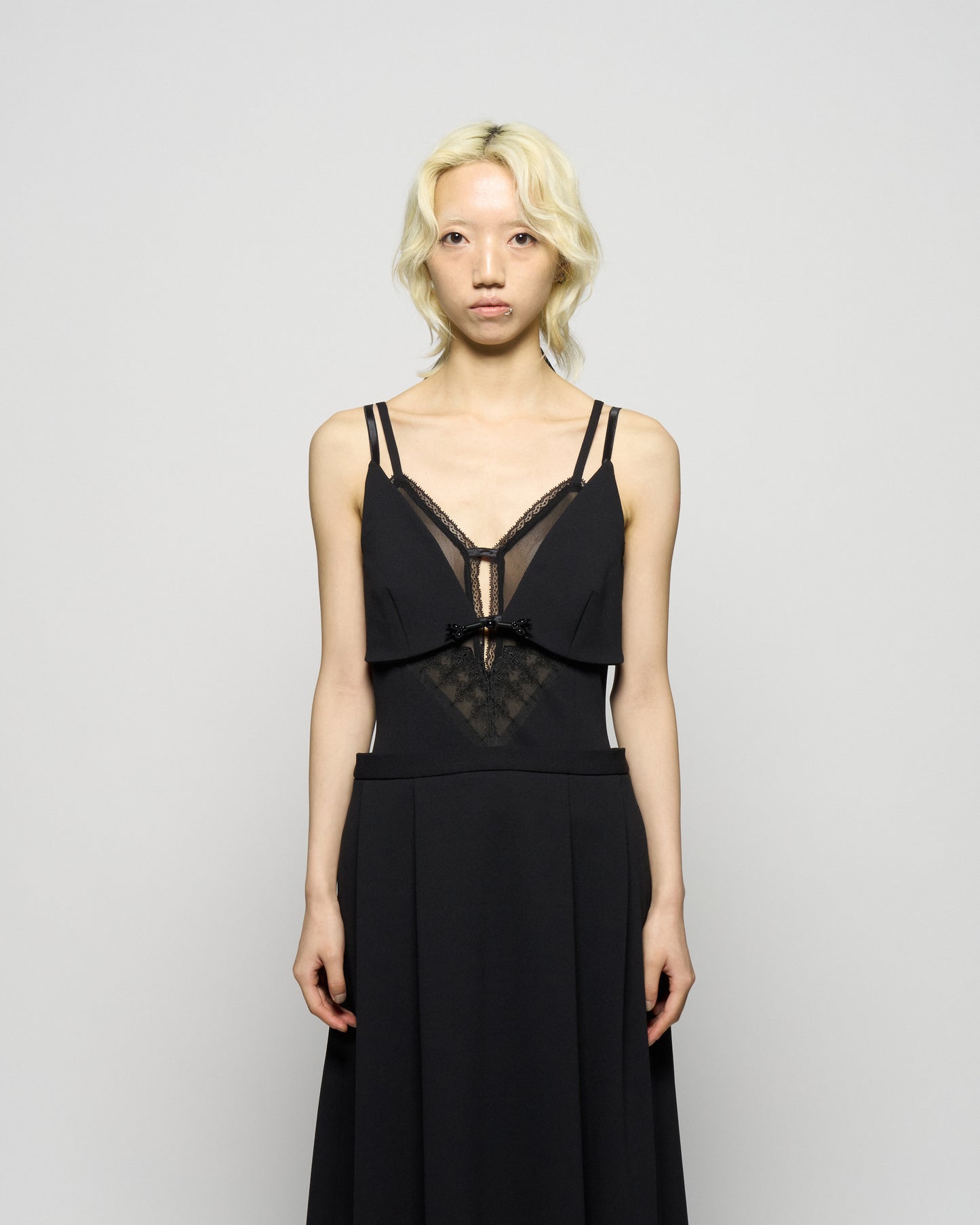 layered bra jersey cami one-piece Black【Delivery in February 2026】