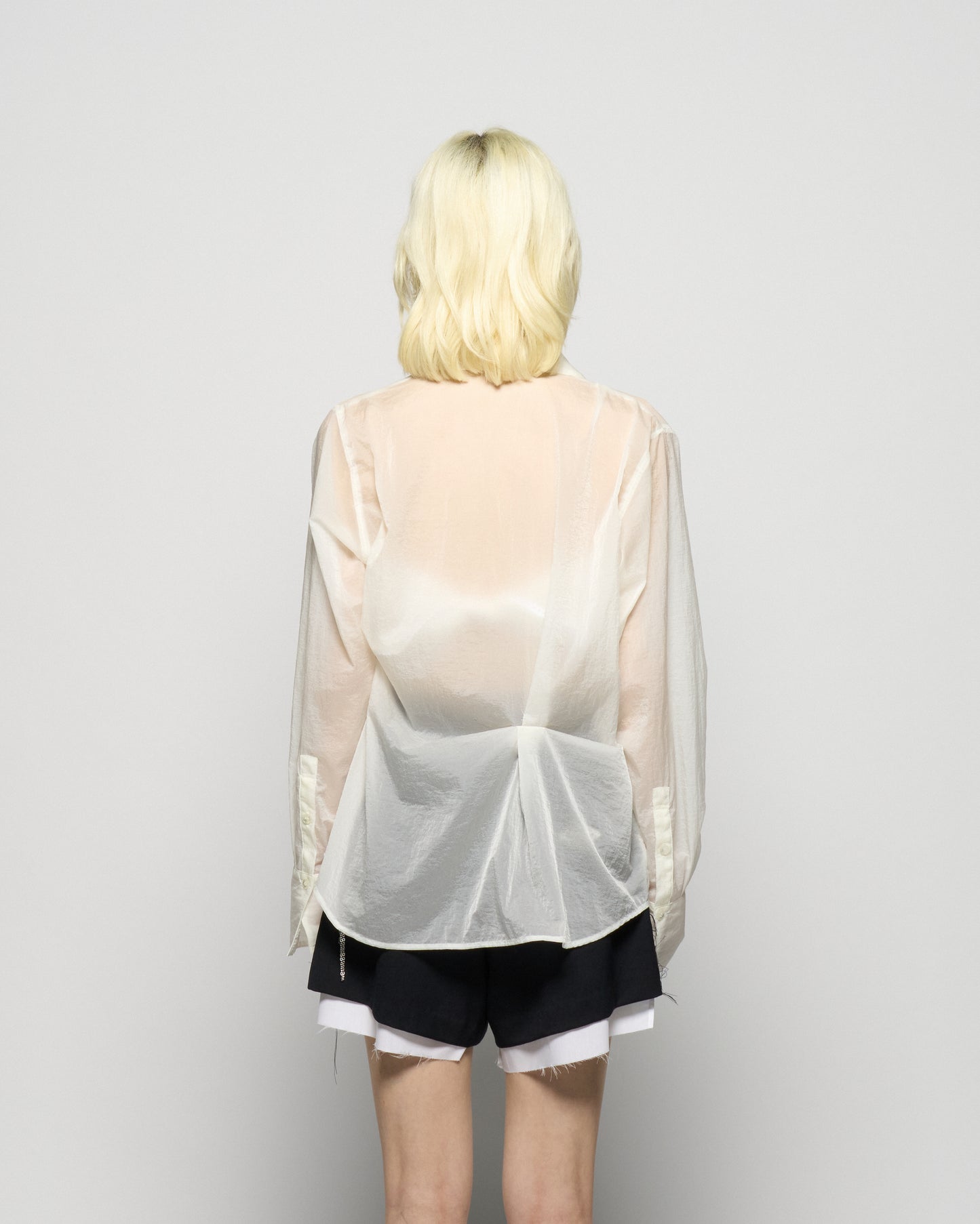 wave tuck lumen embroidery sheer shirt Off white【Delivery in January 2026】