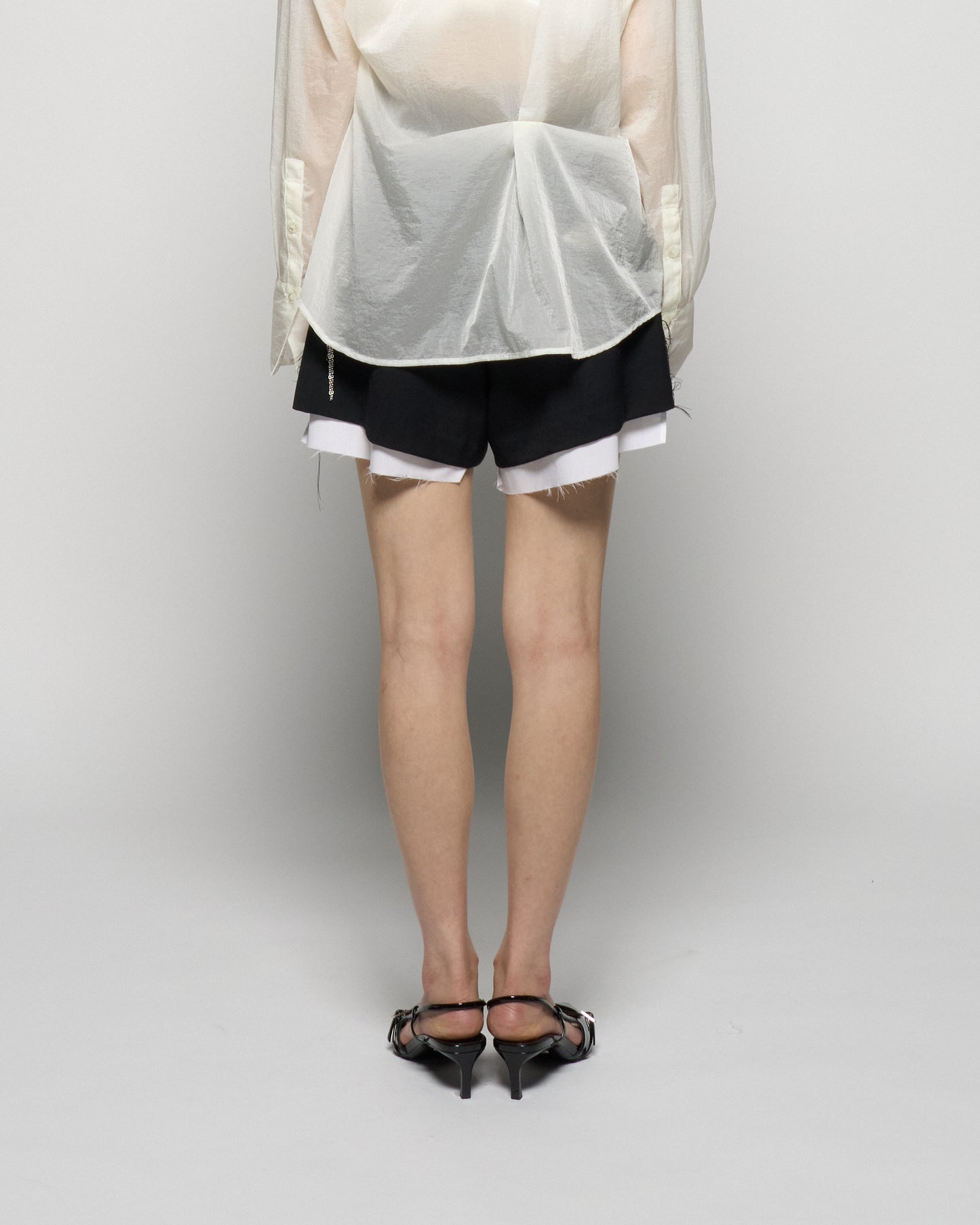 seam frayed dropped chain culottes pants Black【Delivery in February 2026】