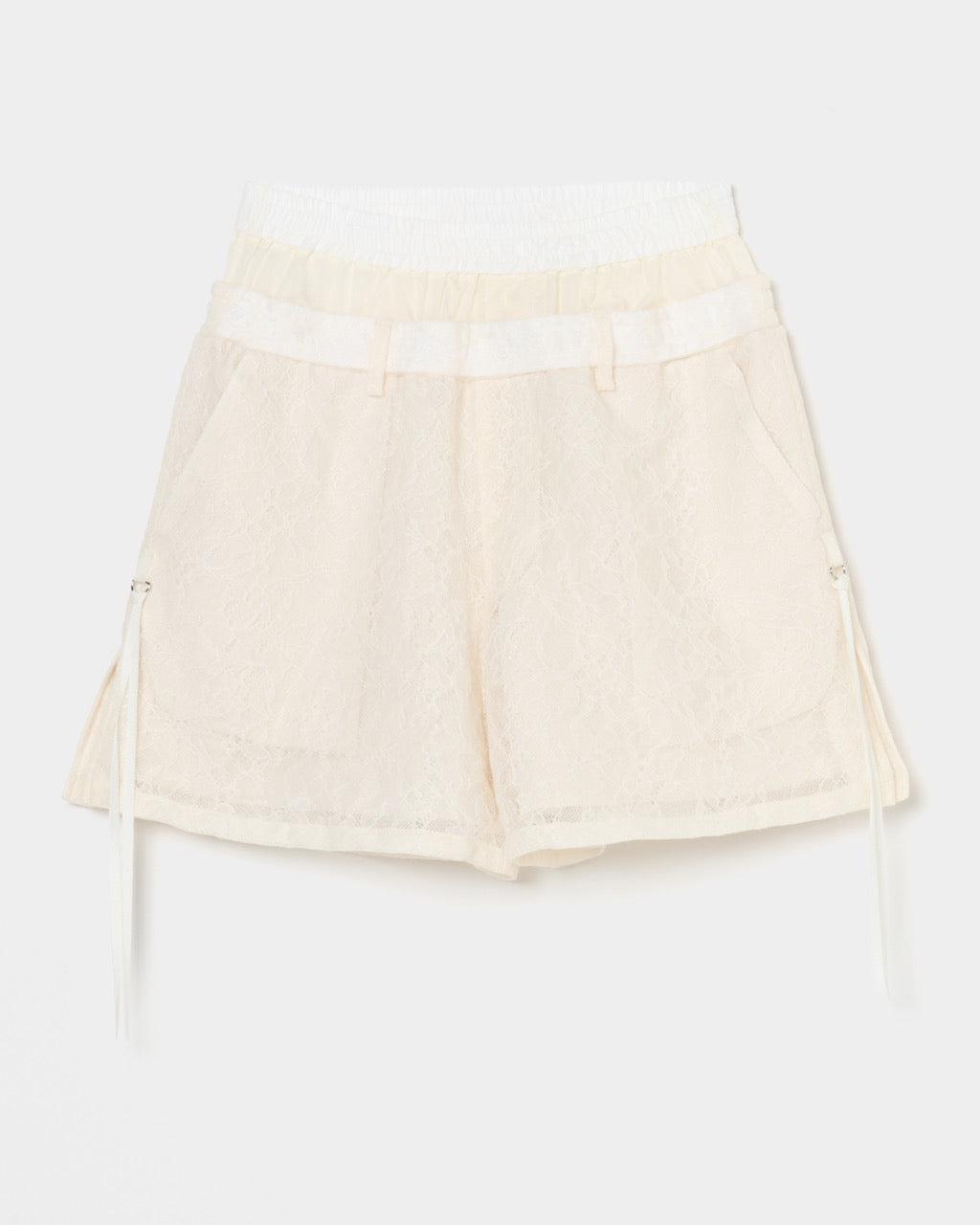 fuzzy lace layered half pants Cream【Delivery in January 2026】