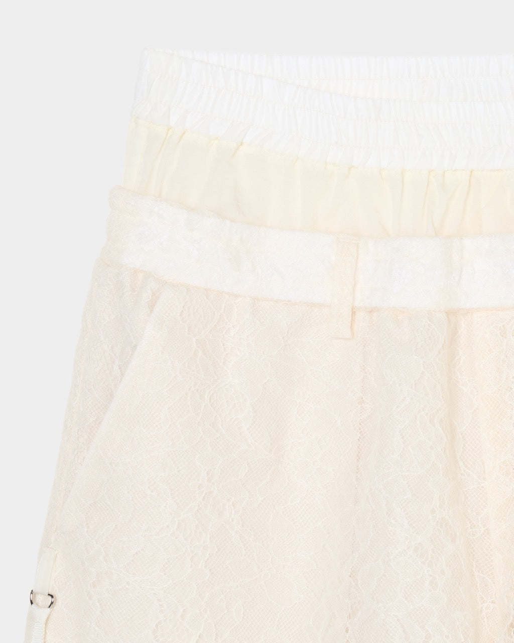fuzzy lace layered half pants Cream【Delivery in January 2026】