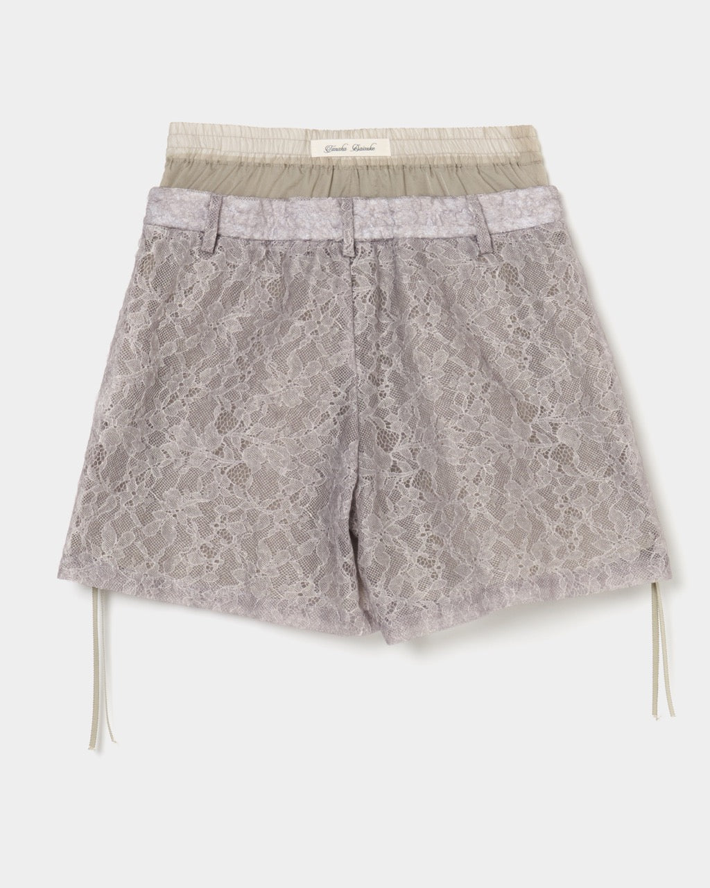 fuzzy lace layered half pants Khaki【Delivery in January 2026】