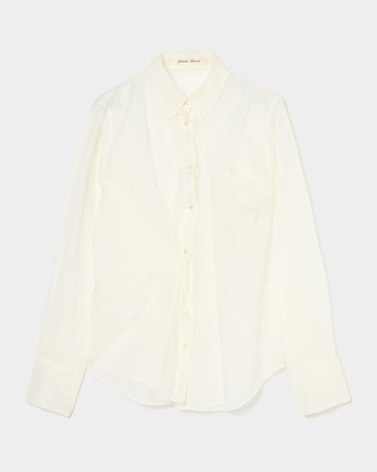 wave tuck lumen embroidery sheer shirt Off white【Delivery in January 2026】