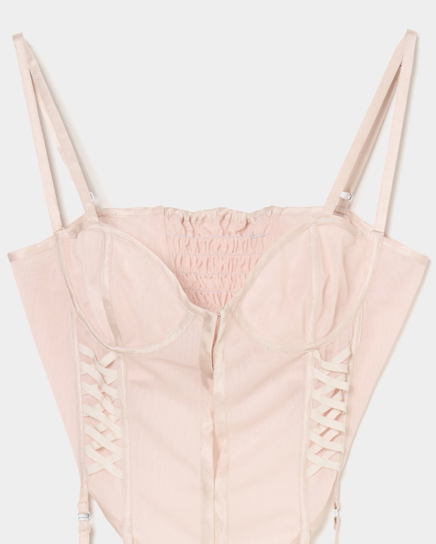 lace up garter sheer corset Shell pink【Delivery in February 2026】