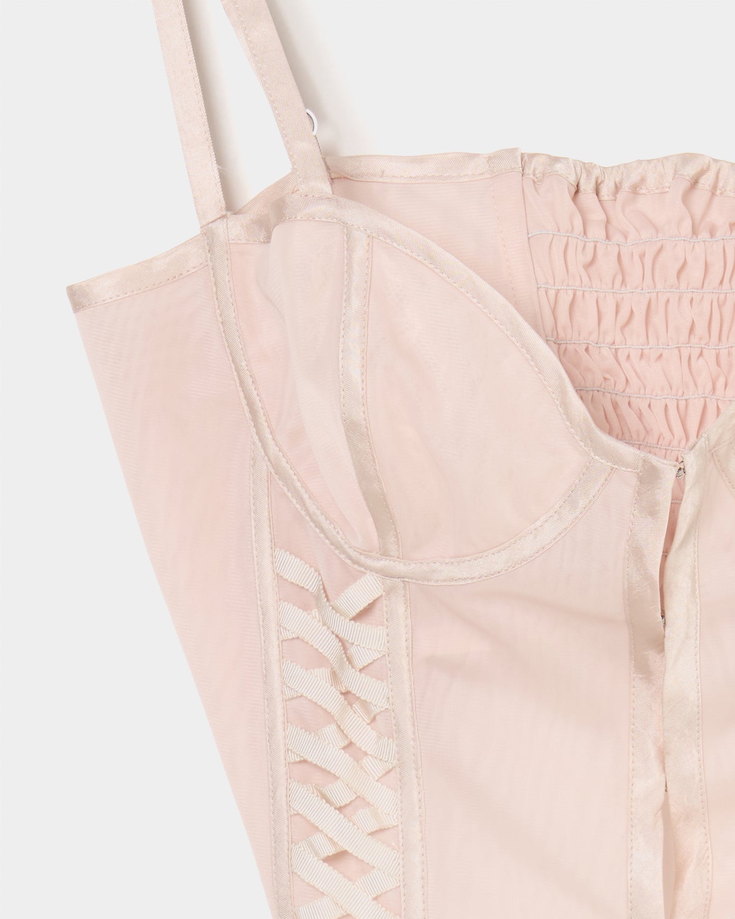 lace up garter sheer corset Shell pink【Delivery in February 2026】