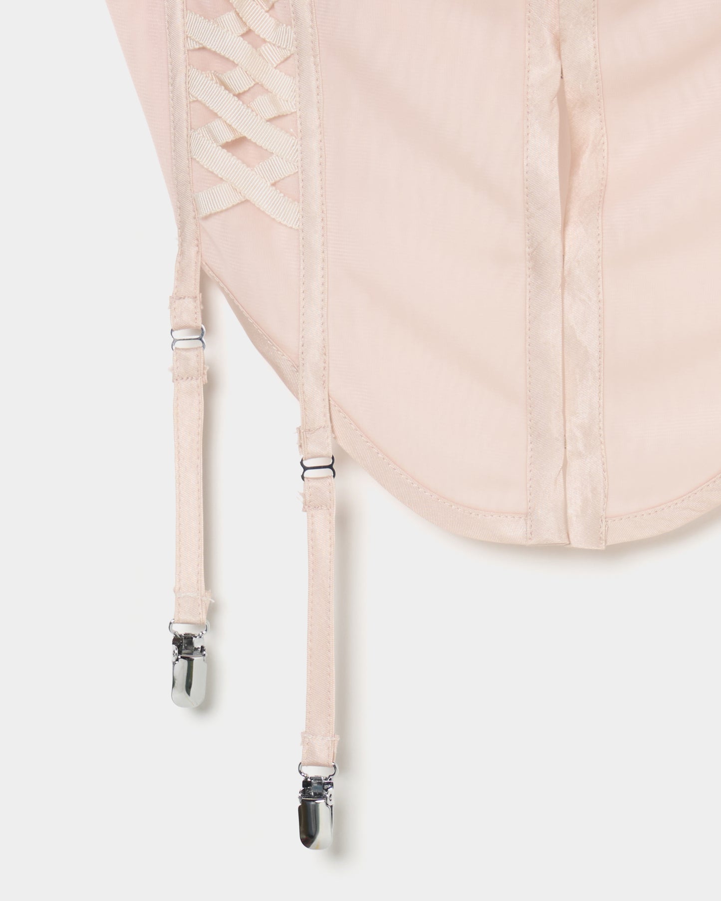 lace up garter sheer corset Shell pink【Delivery in February 2026】