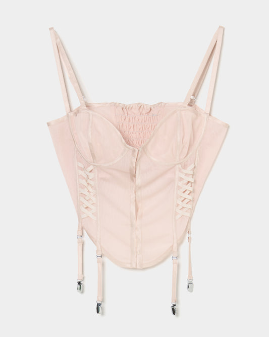 lace up garter sheer corset Shell pink【Delivery in February 2026】