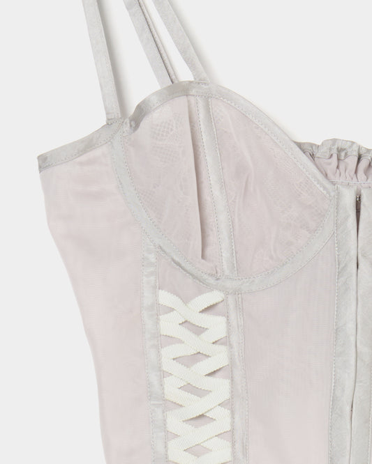 lace up garter sheer corset Smoke green【Delivery in February 2026】