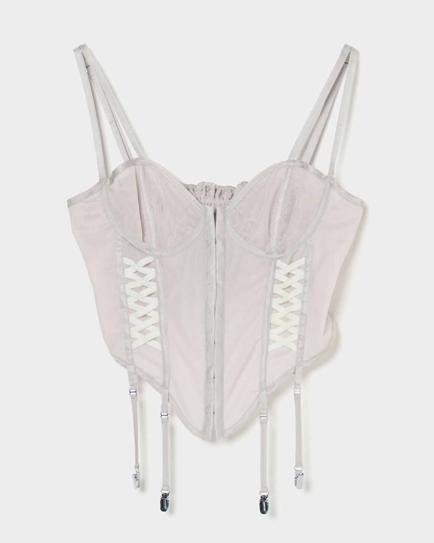 lace up garter sheer corset Smoke green【Delivery in February 2026】