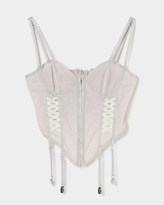 lace up garter sheer corset Smoke green【Delivery in February 2026】