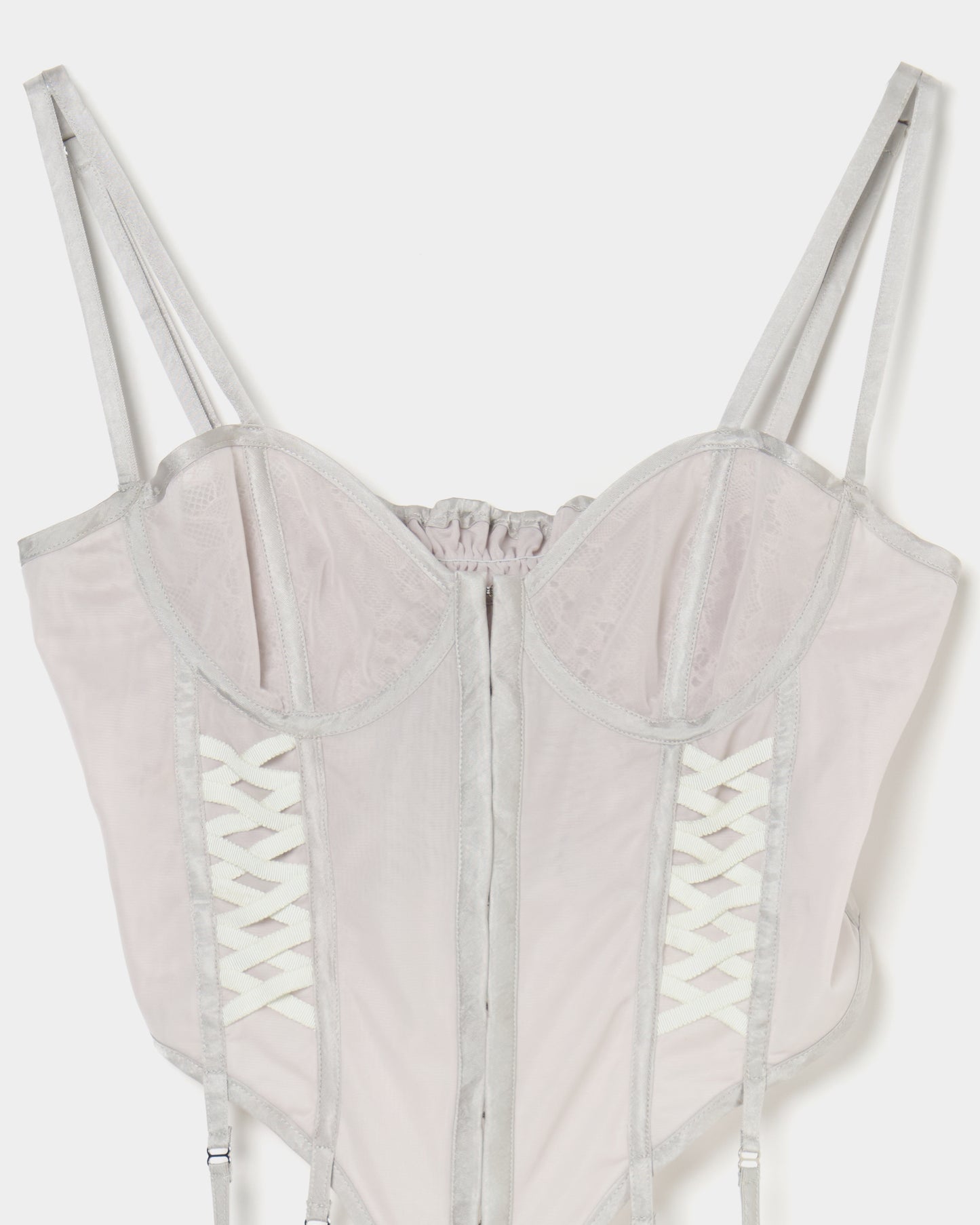 lace up garter sheer corset Smoke green【Delivery in February 2026】