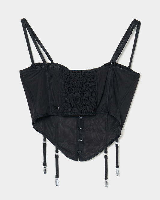 lace up garter sheer corset Black【Delivery in February 2026】