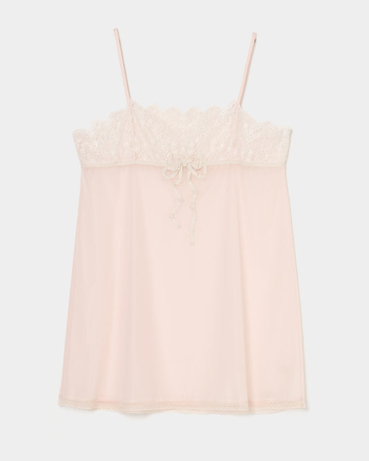 lazy ribbon sheer camisole Shell pink【Delivery in February 2026】