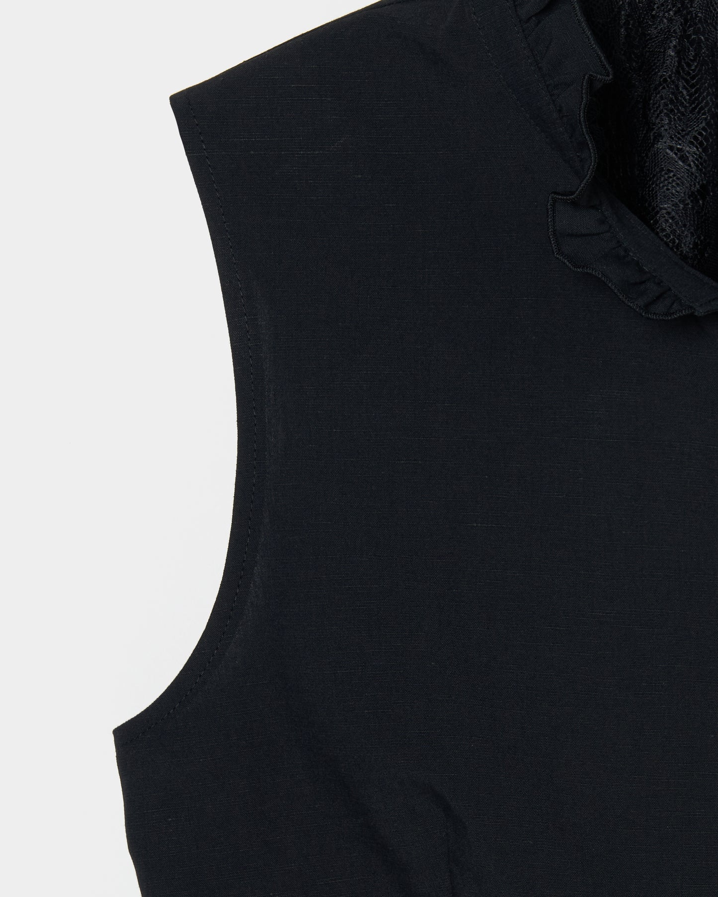 back lace curtain no sleeve blouse Black【Delivery in January 2026】