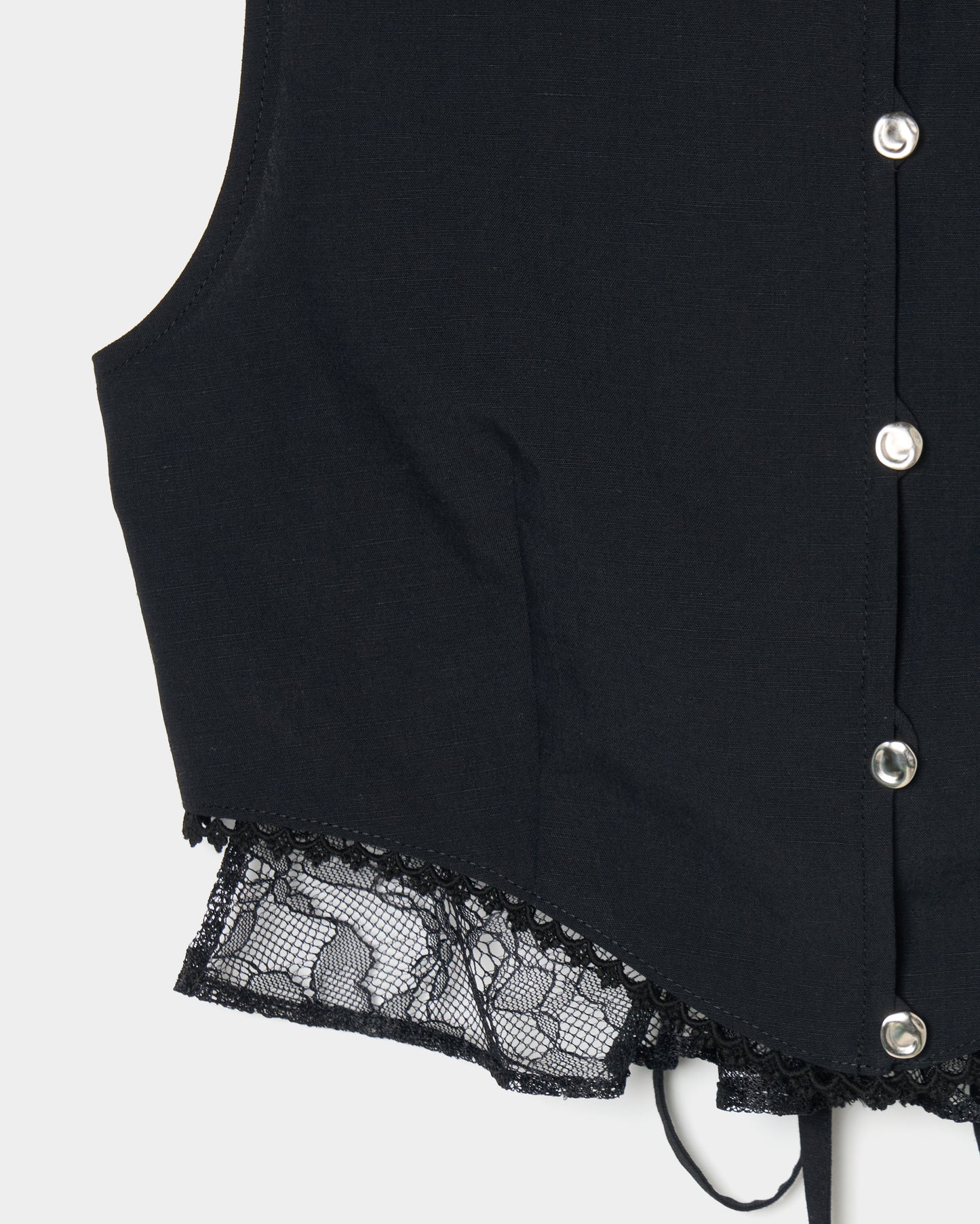 back lace curtain no sleeve blouse Black【Delivery in January 2026】