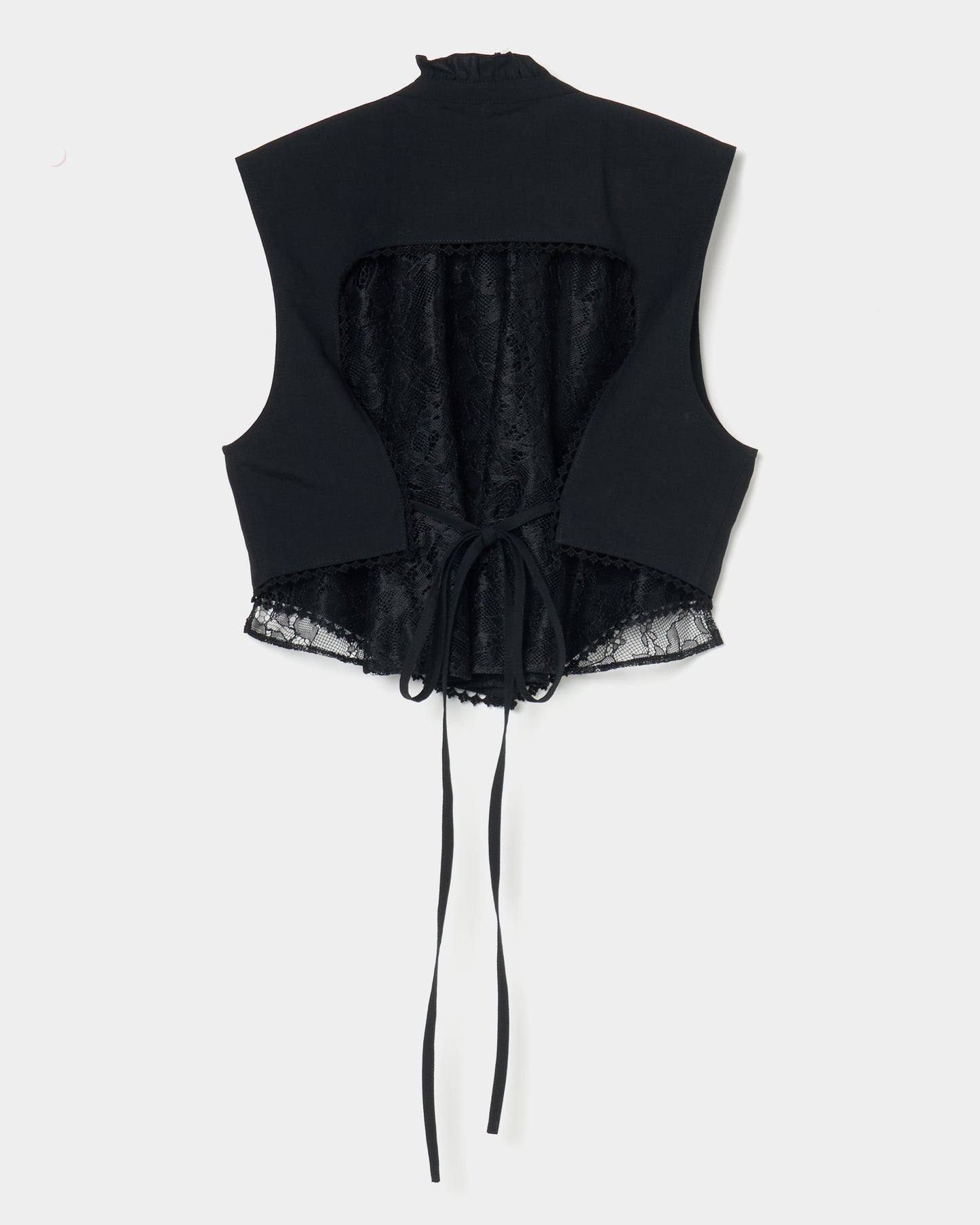 back lace curtain no sleeve blouse Black【Delivery in January 2026】