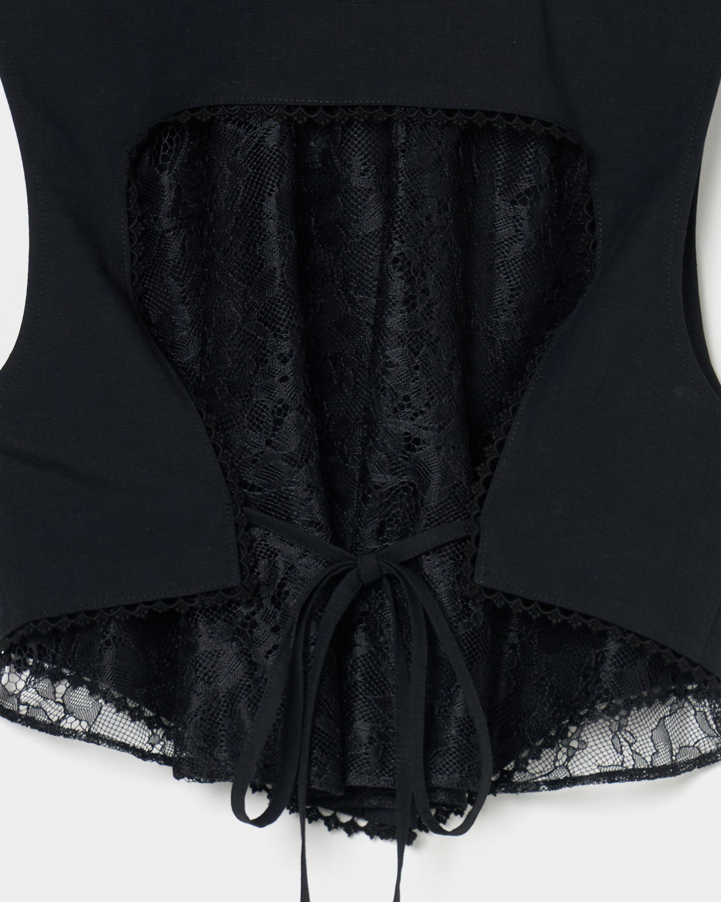 back lace curtain no sleeve blouse Black【Delivery in January 2026】