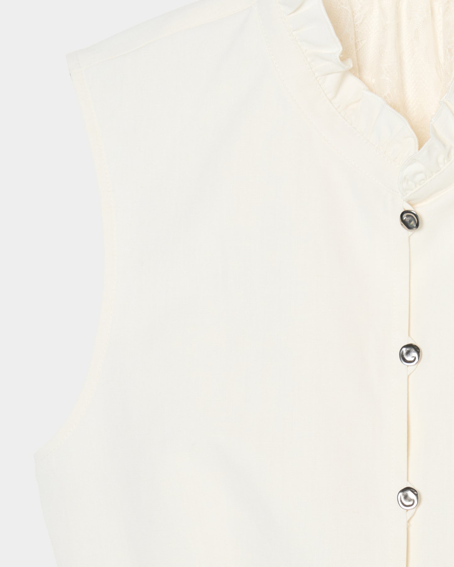 back lace curtain no sleeve blouse Off white【Delivery in January 2026】