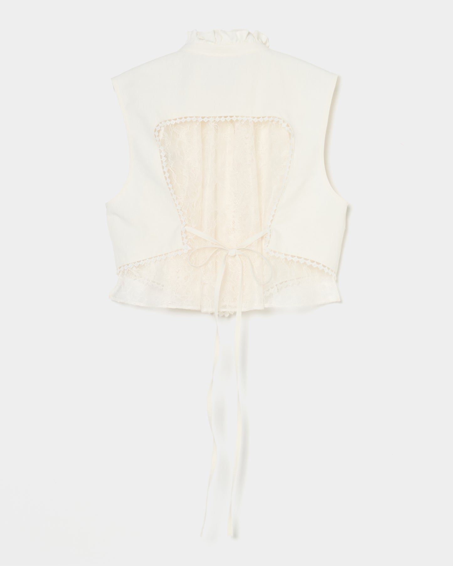 back lace curtain no sleeve blouse Off white【Delivery in January 2026】