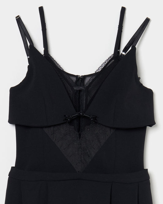 layered bra jersey cami one-piece Black【Delivery in February 2026】