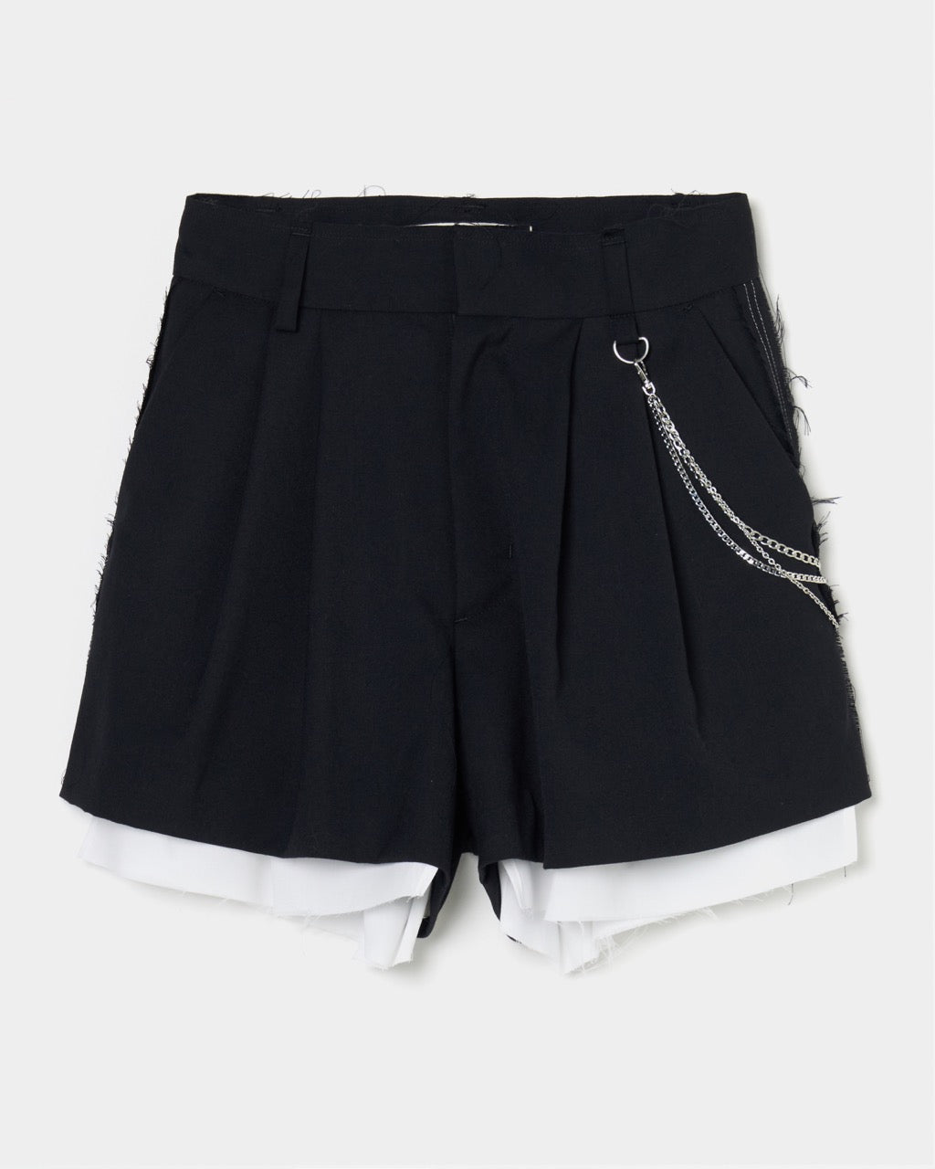 seam frayed dropped chain culottes pants Black【Delivery in February 2026】