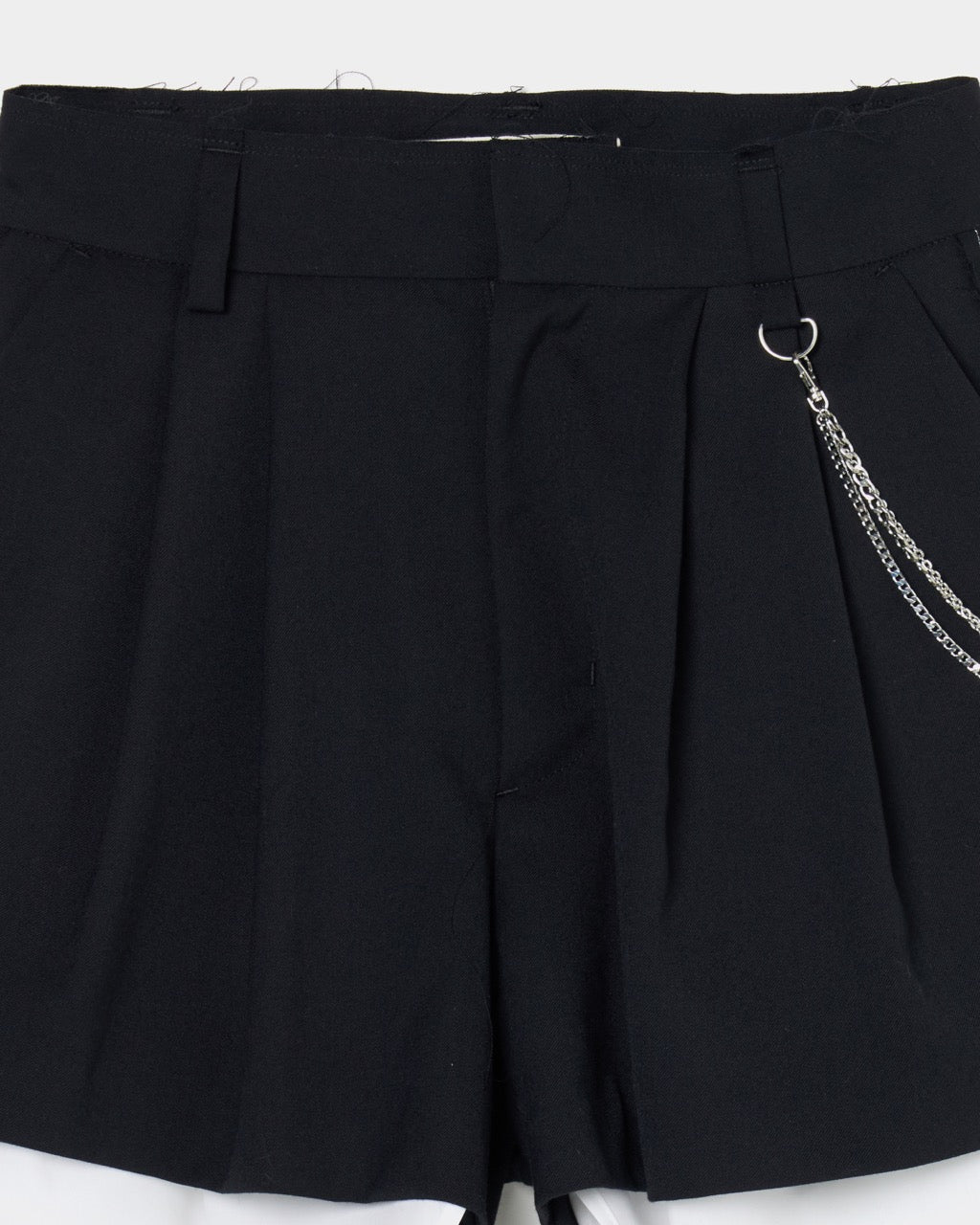 seam frayed dropped chain culottes pants Black【Delivery in February 2026】