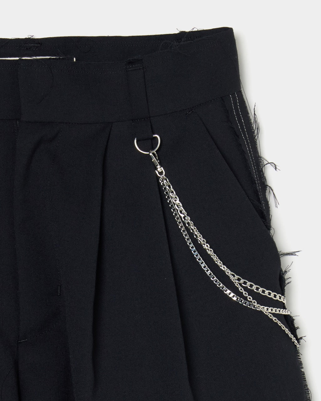 seam frayed dropped chain culottes pants Black【Delivery in February 2026】
