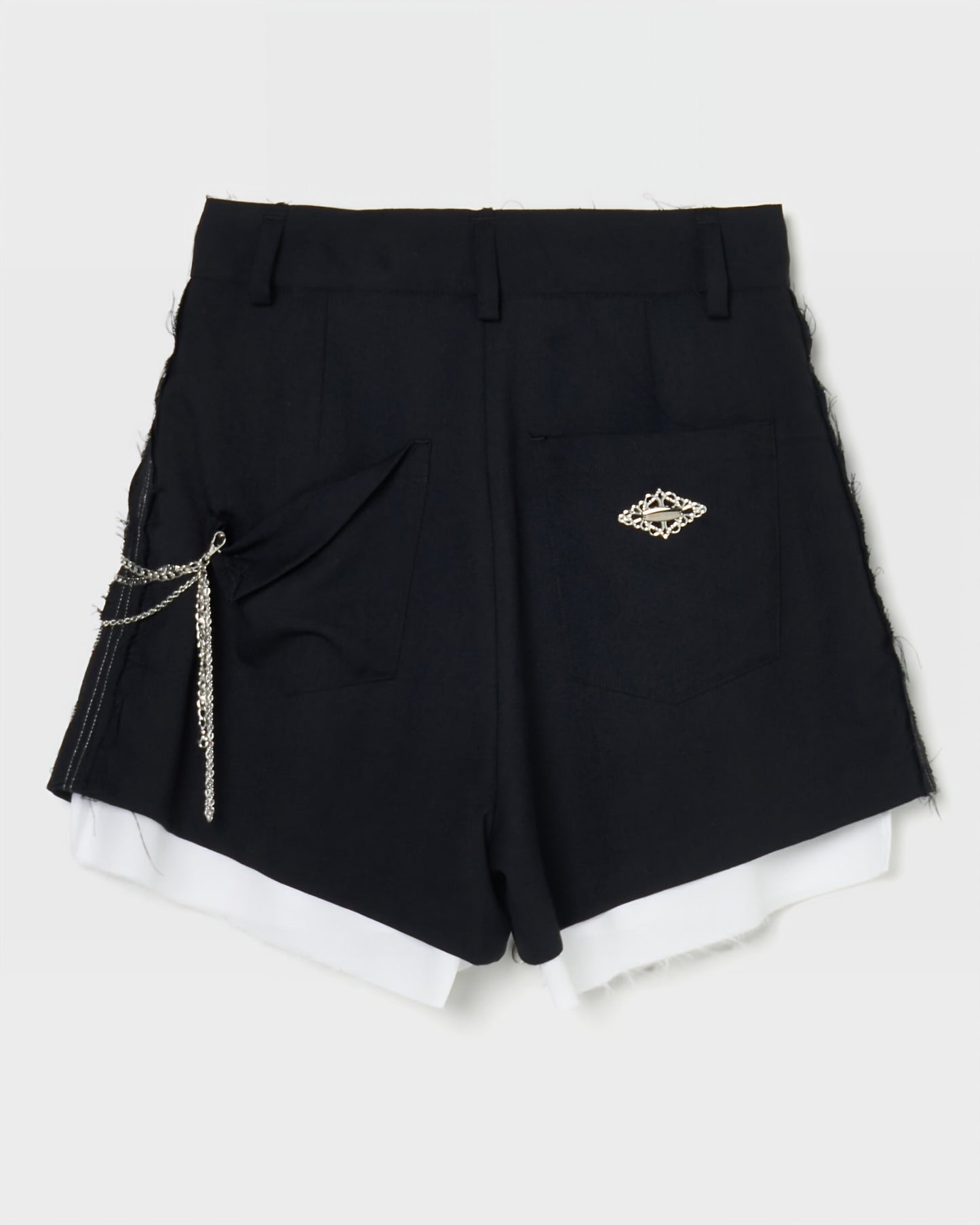 seam frayed dropped chain culottes pants Black【Delivery in February 2026】