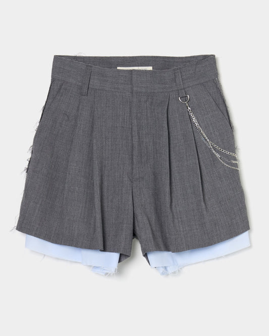 seam frayed dropped chain culottes pants Gray【Delivery in February 2026】