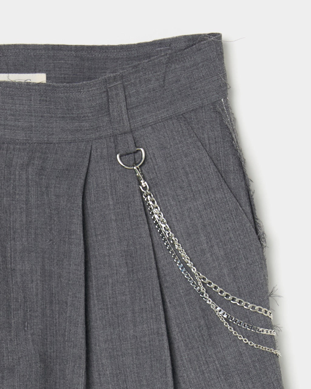 seam frayed dropped chain culottes pants Gray【Delivery in February 2026】