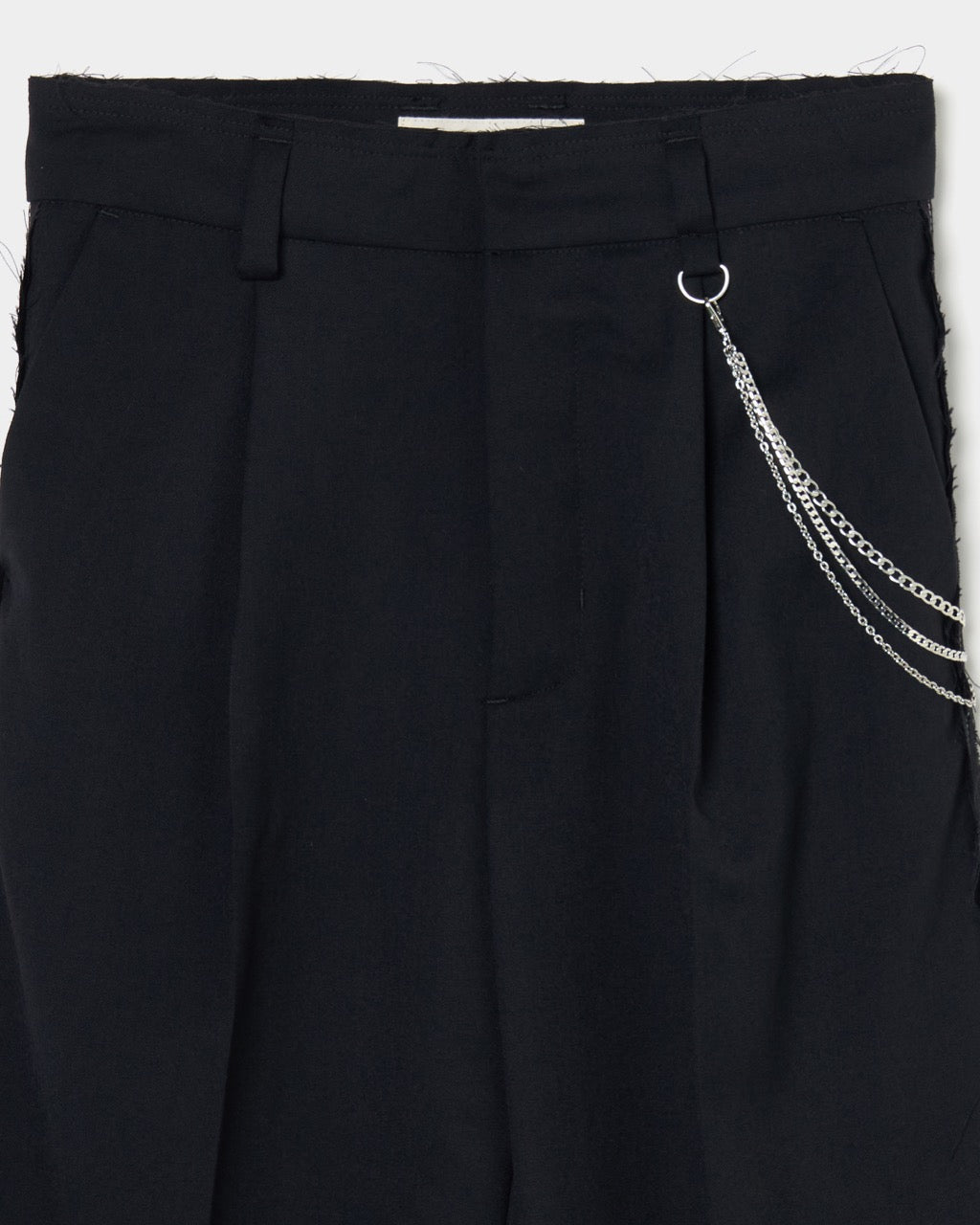 seam frayed dropped chain pants Black【Delivery in February 2026】