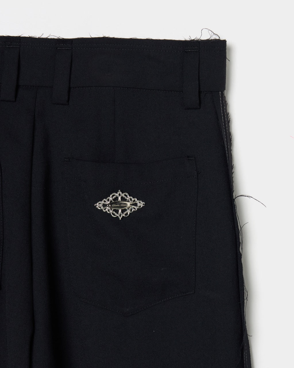 seam frayed dropped chain pants Black【Delivery in February 2026】