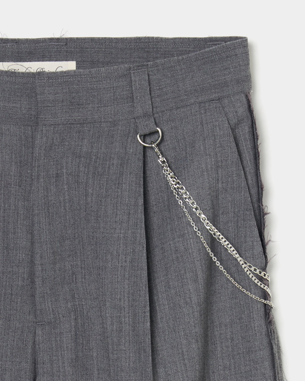 seam frayed dropped chain pants Gray【Delivery in February 2026】