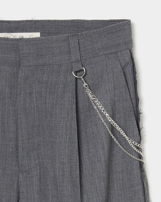 seam frayed dropped chain pants Gray【Delivery in February 2026】