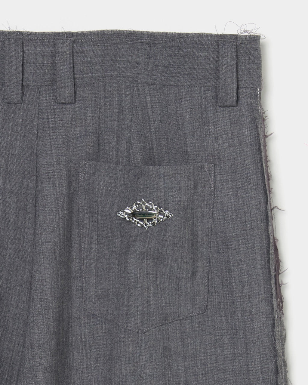 seam frayed dropped chain pants Gray【Delivery in February 2026】