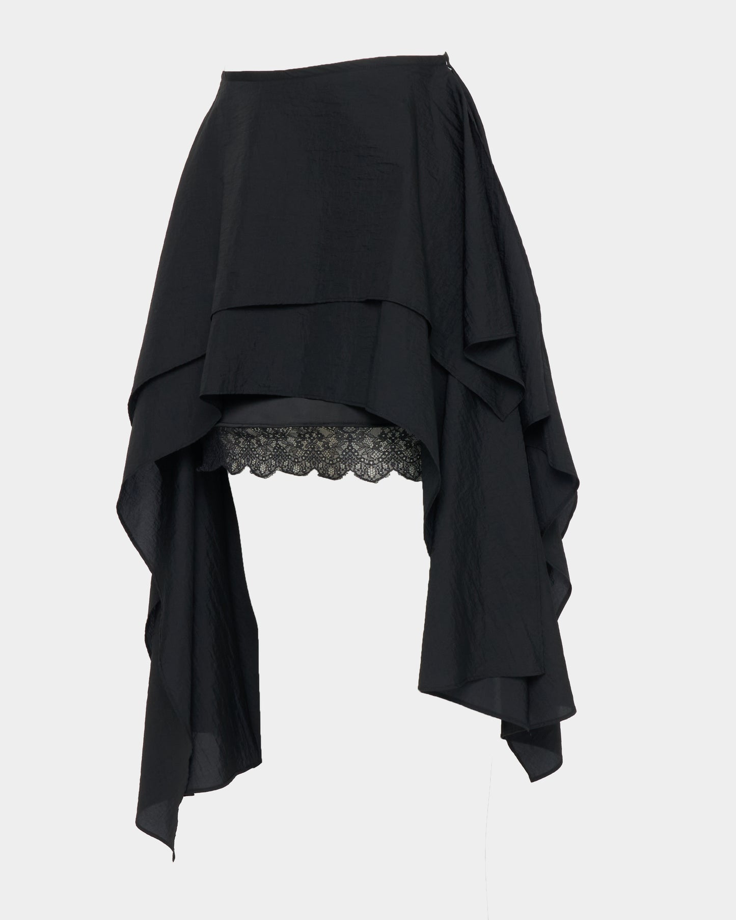 asymmetry hem layered skirt Black【Delivery in February 2026】