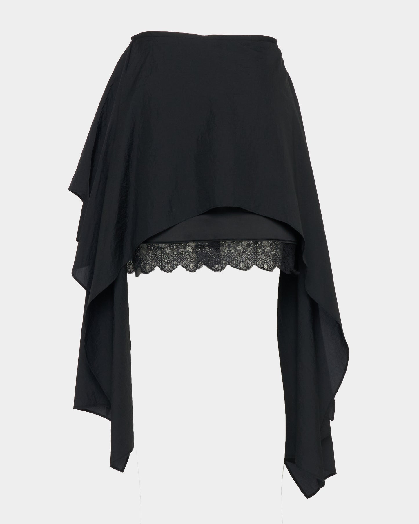 asymmetry hem layered skirt Black【Delivery in February 2026】