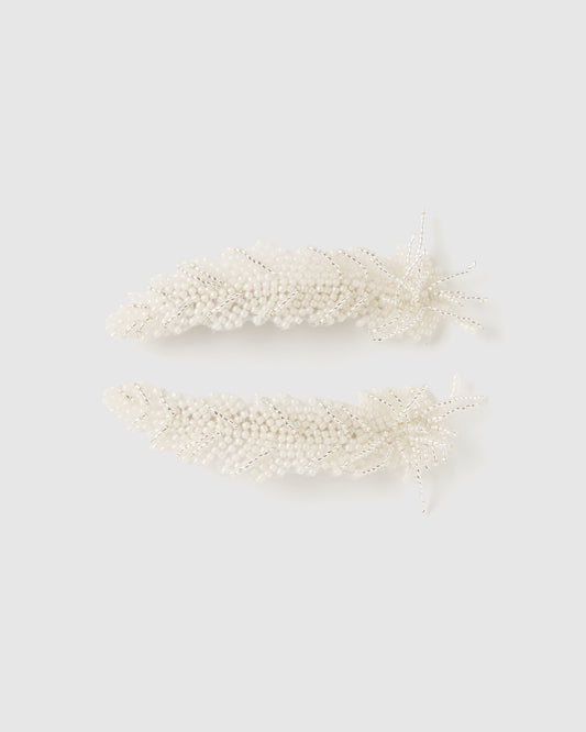 grand feather beads barrette【Delivery in February 2026】