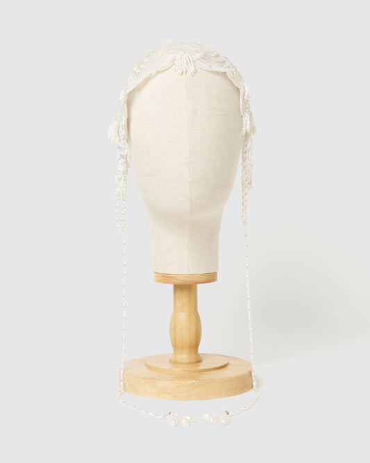 white opal scallop head dress【Delivery in March 2026】