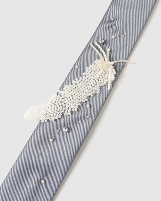 grand feather beads embroidery tie【Delivery in February 2026】